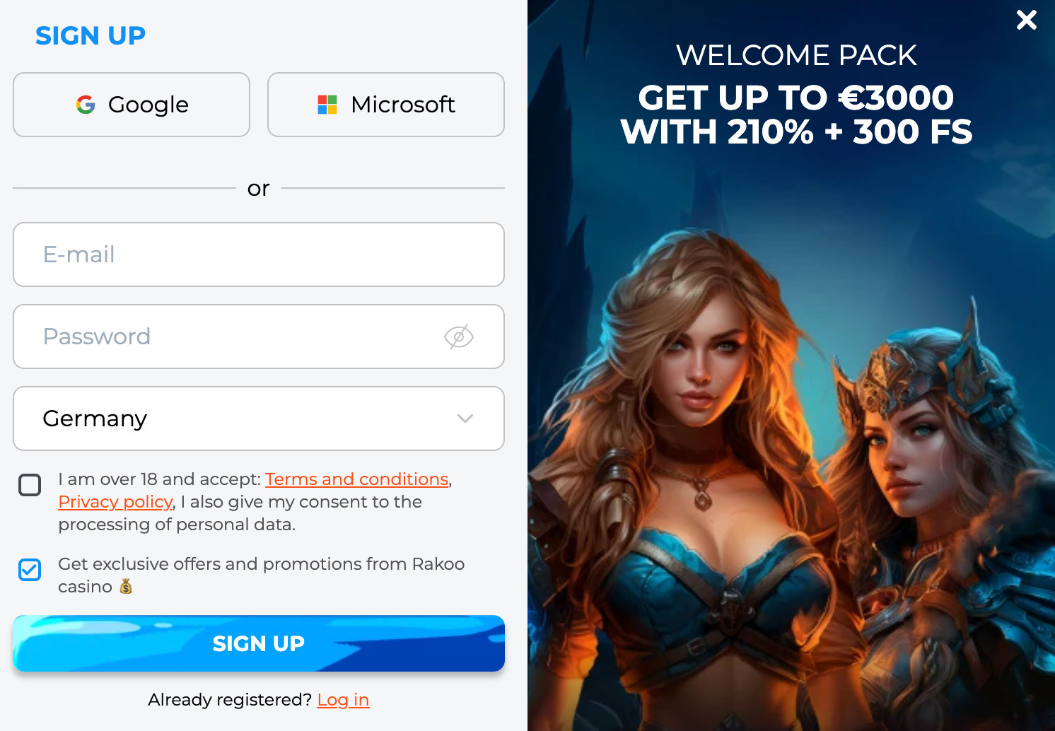 Rakoo Casino Registration